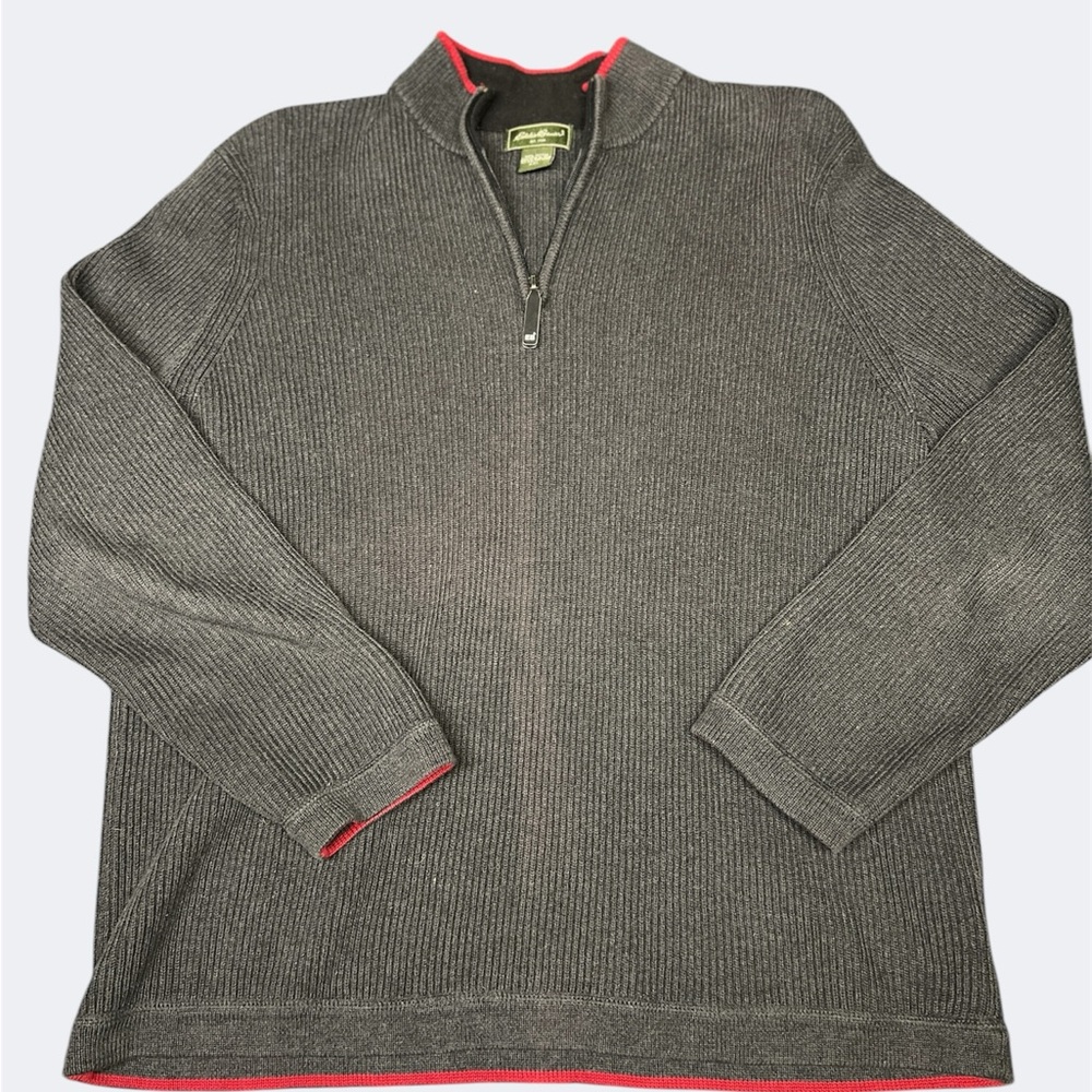 Eddie‎ Bauer Men’s Charcoal Ribbed 1/4 Zip Size XXL